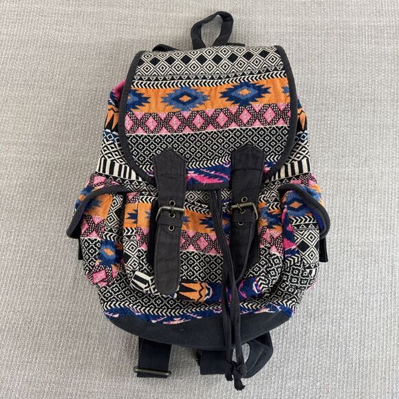 Colorful Southwestern Baja Backpack Beach Purse Hippie Boho Serape Medium Bag - Picture 9 of 9